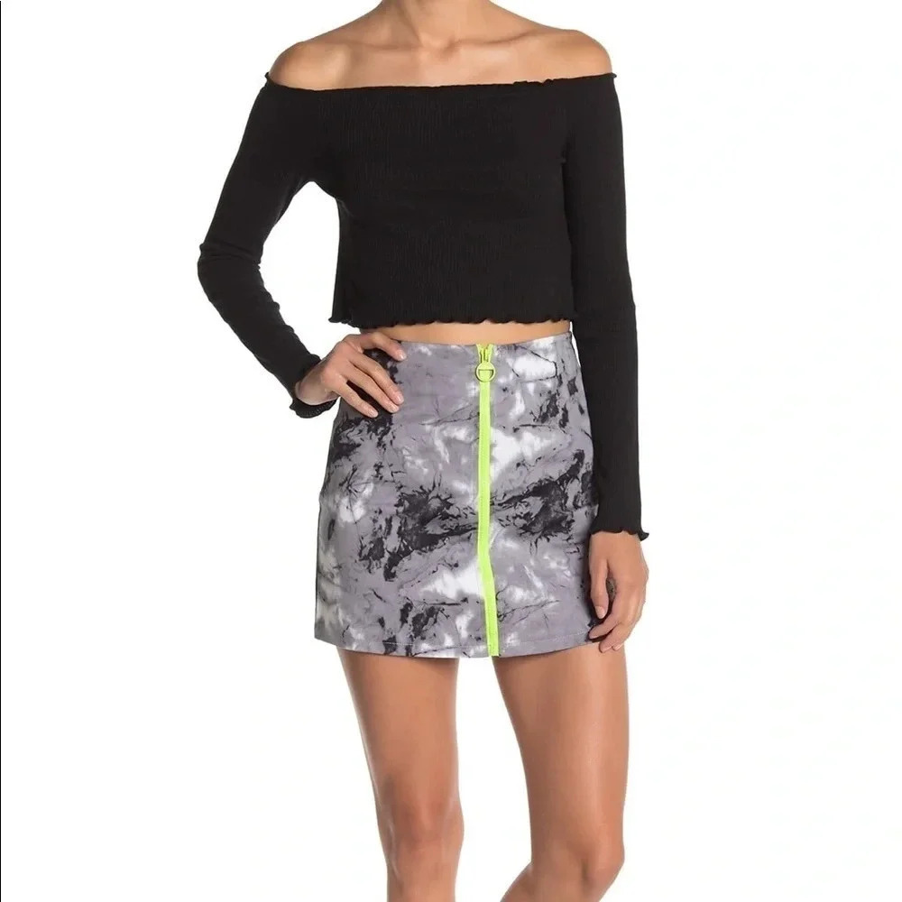 Know One Cares Nordstrom Neon Zip Camo Mini Skirt